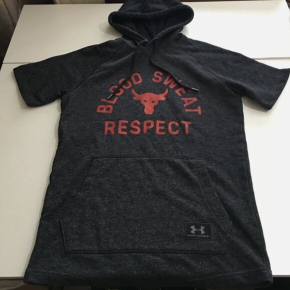 Under Armour Hoodie Small Project Rock Bull Blood Sweat Respect Short Sleeve - Picture 1 of 9